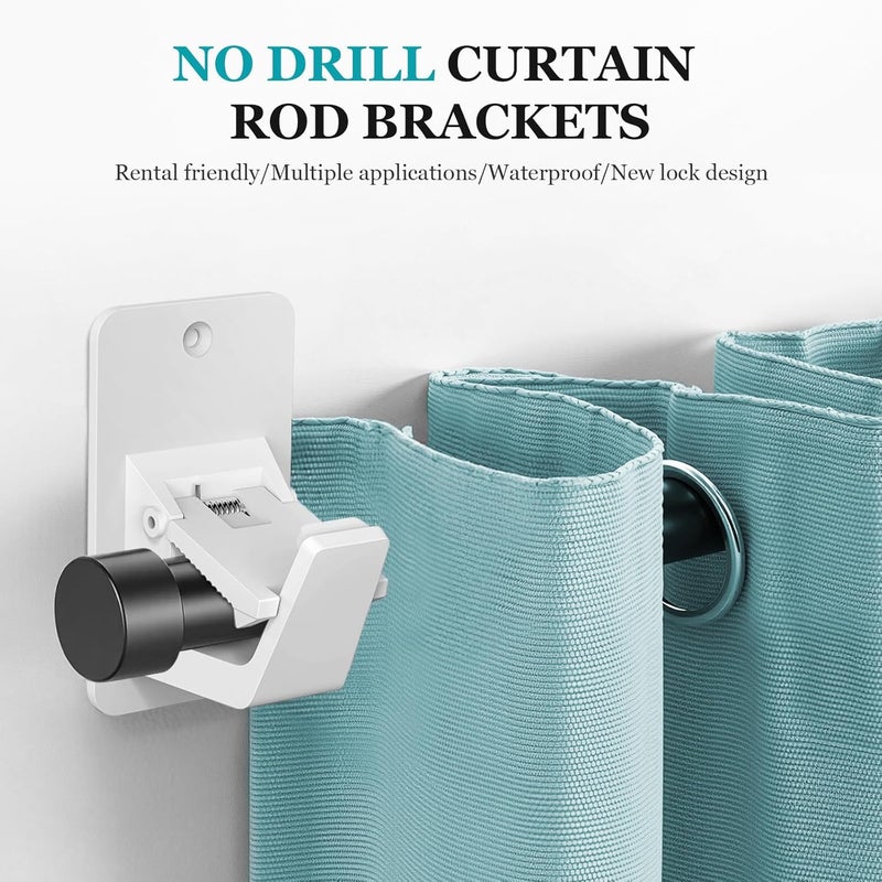 BMONATY Adhesive No Drill Curtain Rod Brackets - Heavy Duty 30LB Holders for Bathroom Bedroom Kitchen, Universal Damage-Free Window Rod Hooks with Nail-Free Installation (2PC White) - Image 3